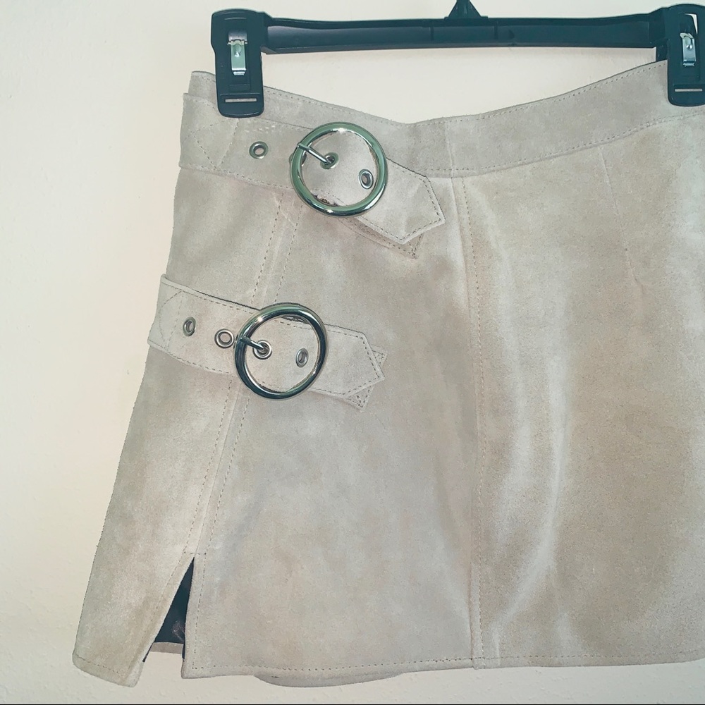 Free People Understated Leather Buckle Skirt - Picture 3 of 6